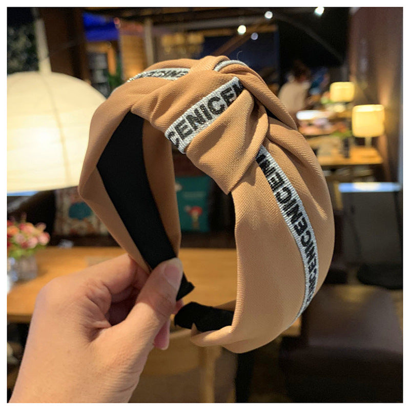 Wholesale Hairband Wide-brimmed Knot Hairpin Solid Color Letter Hairband